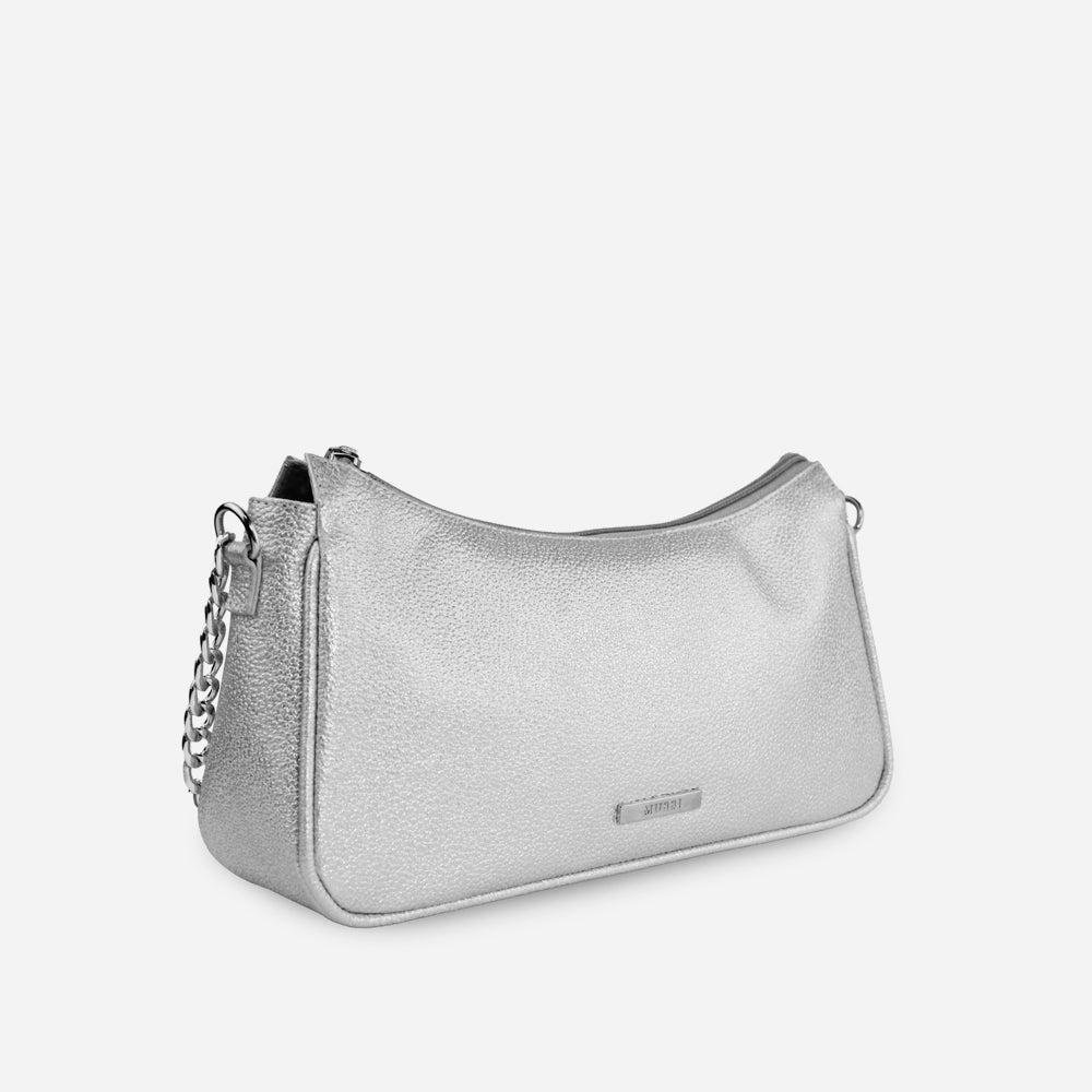 Bolso manos libres stirling de cuero para mujer - Plata