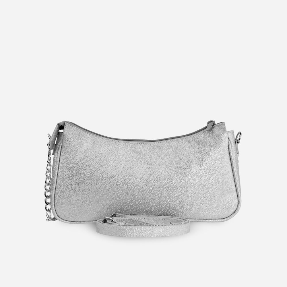 Bolso manos libres stirling de cuero para mujer - Plata
