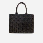 Bolso de mano rosas de textil para mujer - Negro