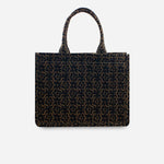 Bolso de mano rosas de textil para mujer - Negro