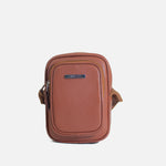 Bolso manos libres lisa de cuero para mujer - Miel