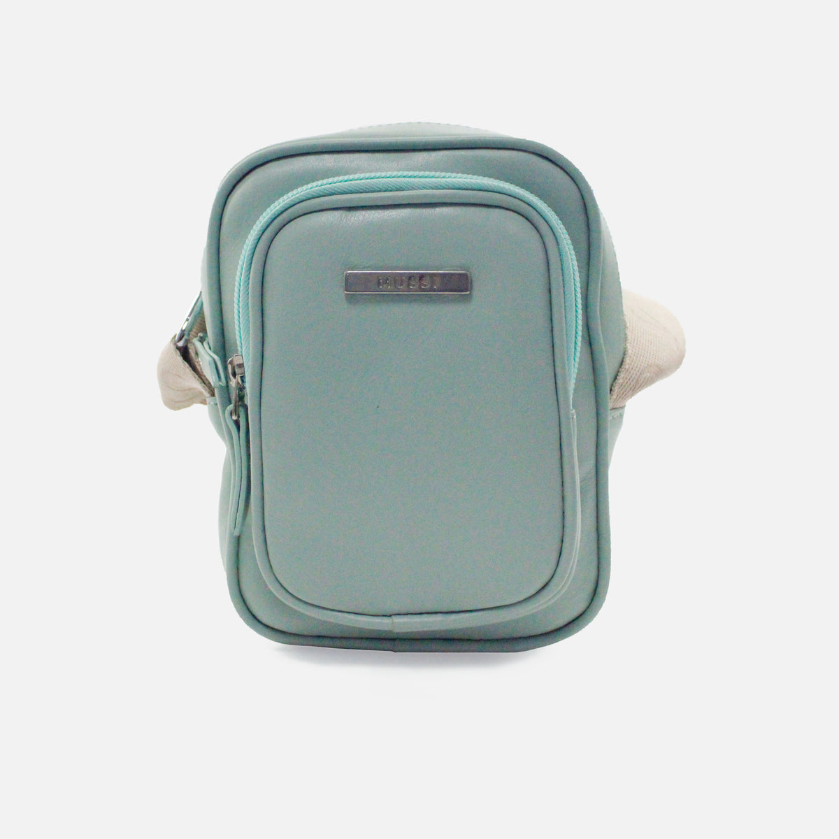 Bolso manos libres lisa de cuero para mujer - Menta