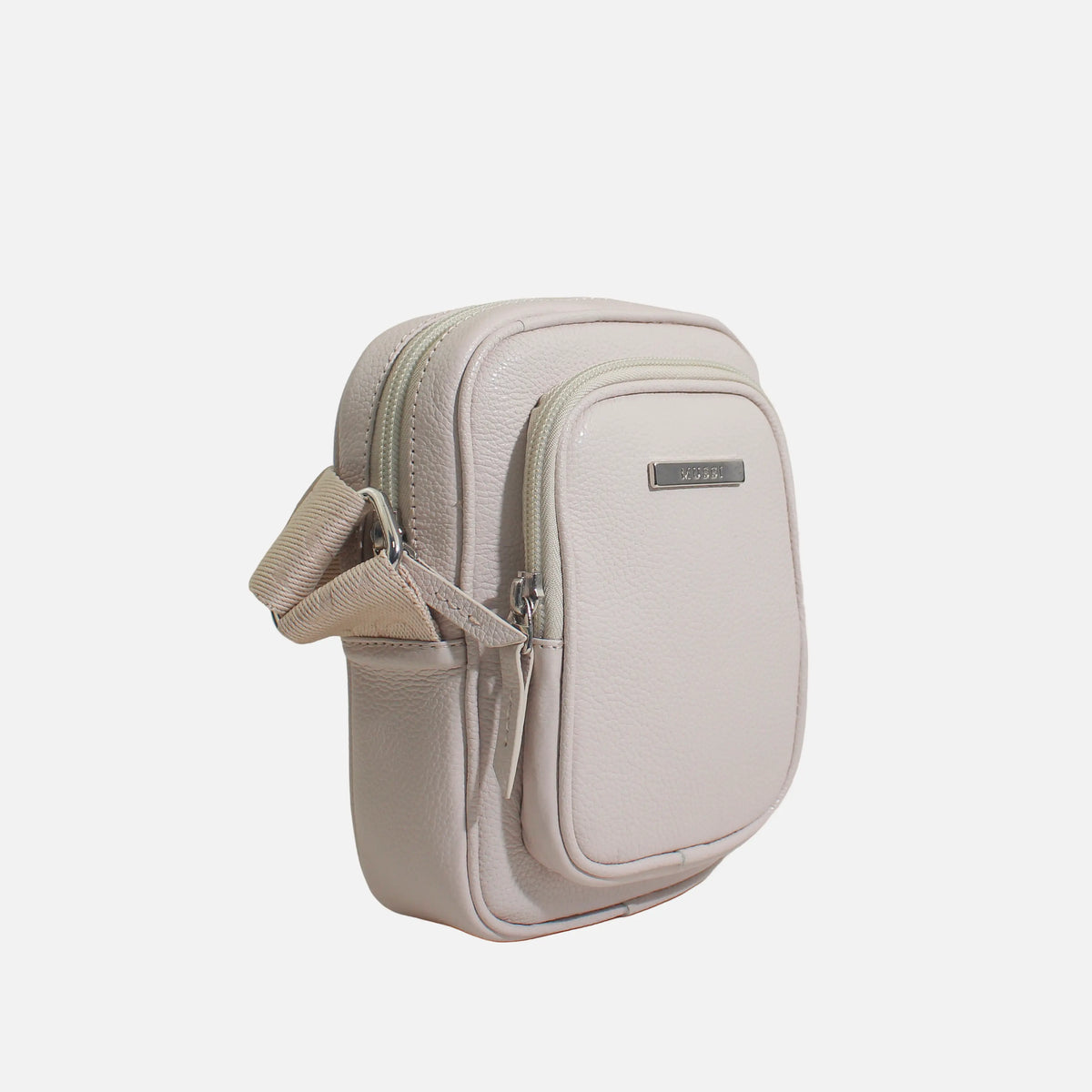 Bolso manos libres lisa de cuero para mujer - Nude