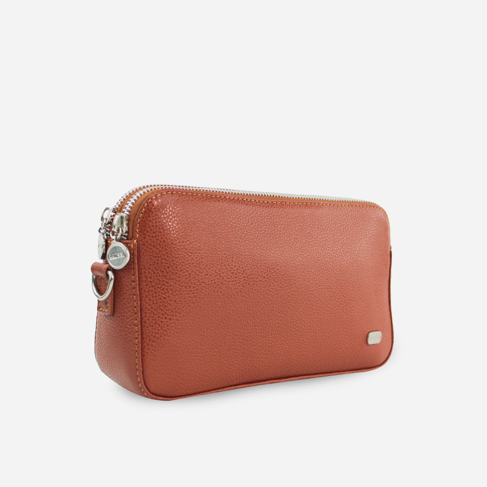 Bolso manos libres valeria de cuero para mujer - Miel