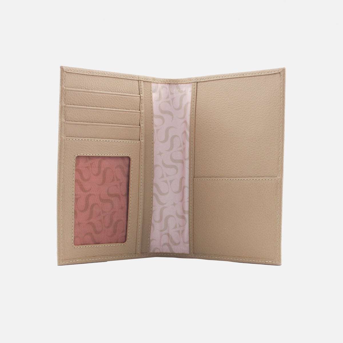 Porta pasaporte corinne de cuero para mujer - Almendra