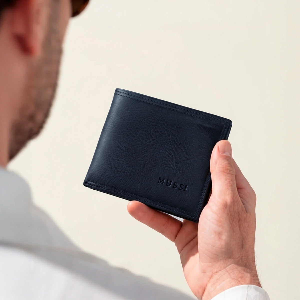 Billetera mathias de cuero para hombre - Azul