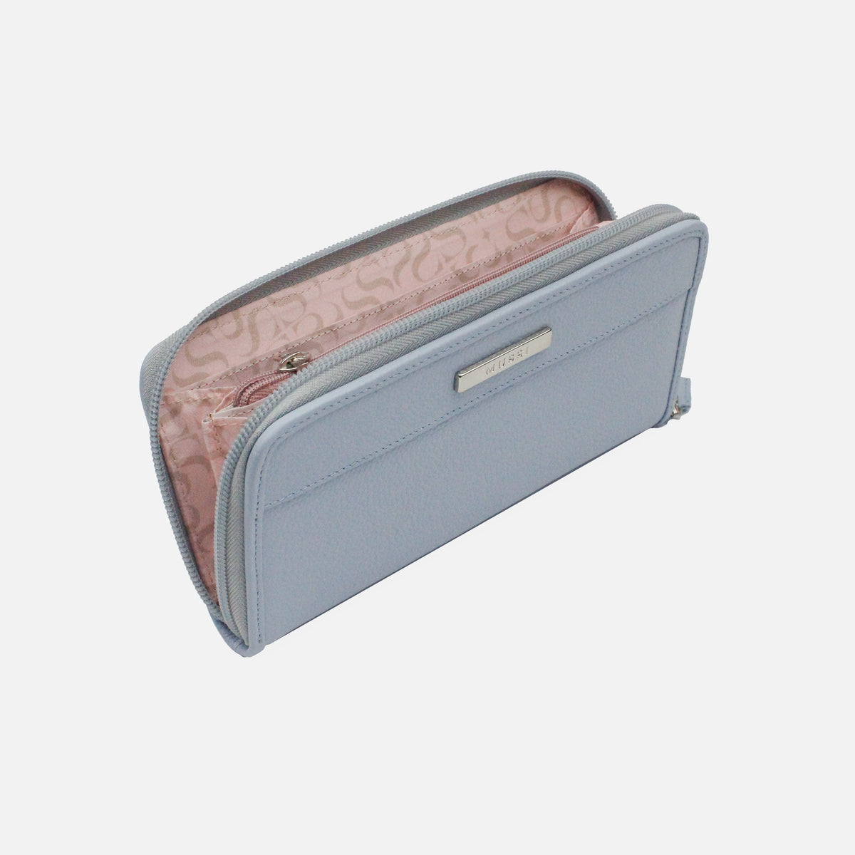 Billetera piera de cuero para mujer - Celeste