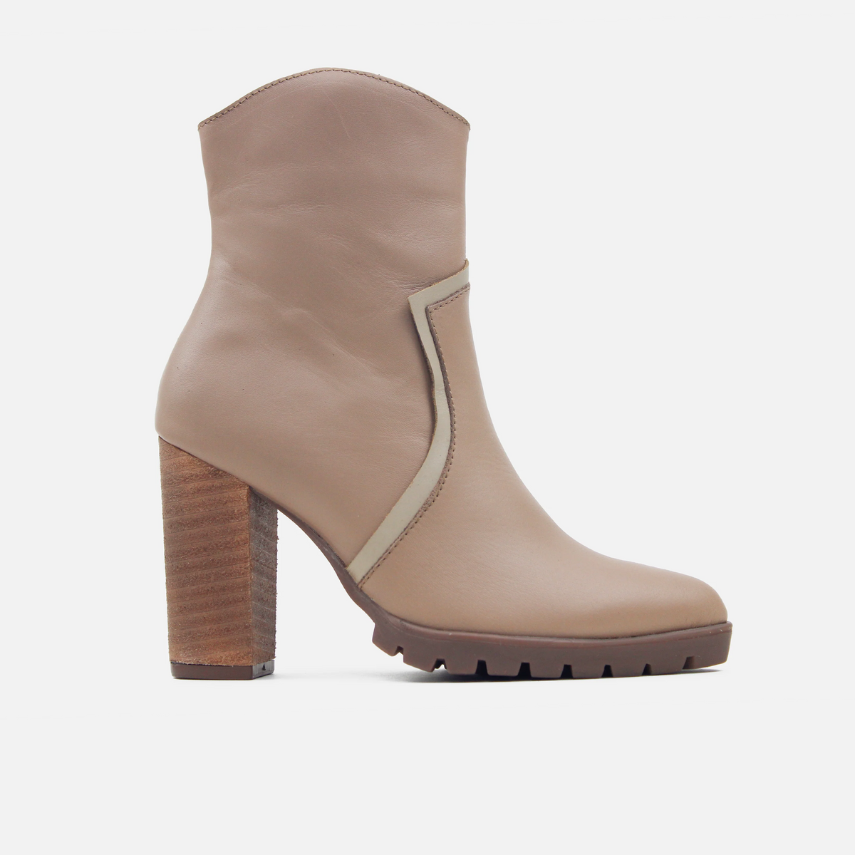 Botin texano eileen de cuero para mujer - Beige