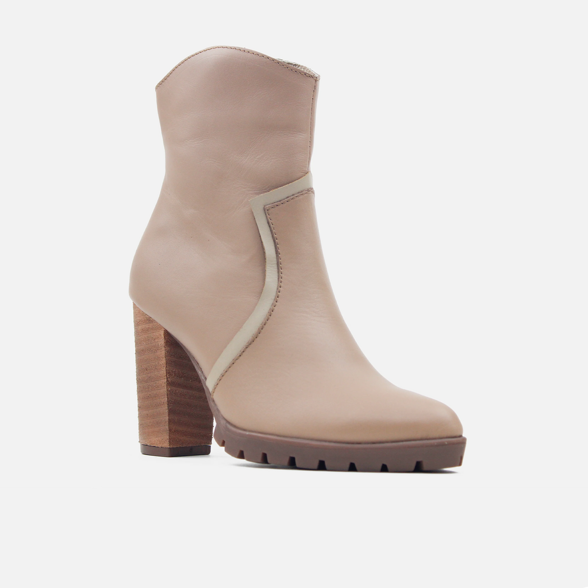 Botin texano eileen de cuero para mujer - Beige
