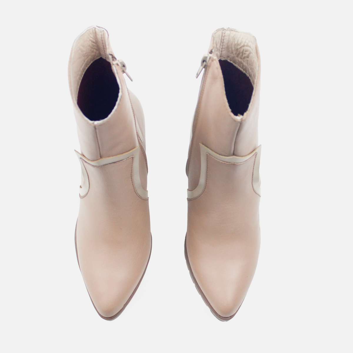 Botin texano eileen de cuero para mujer - Beige