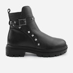 Botin plano lilo de cuero para mujer - Negro