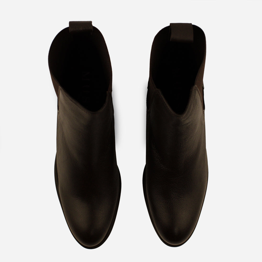 Botin tacon mar de cuero para mujer - Café