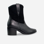 Botin texano florecer de cuero para mujer - Negro