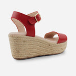 Sandalia plataforma perla de cuero para mujer - Rojo