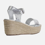 Sandalia plataforma perla de cuero para mujer - Plateado
