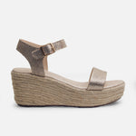 Sandalia plataforma perla de cuero para mujer - Oro
