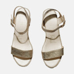 Sandalia plataforma perla de cuero para mujer - Oro