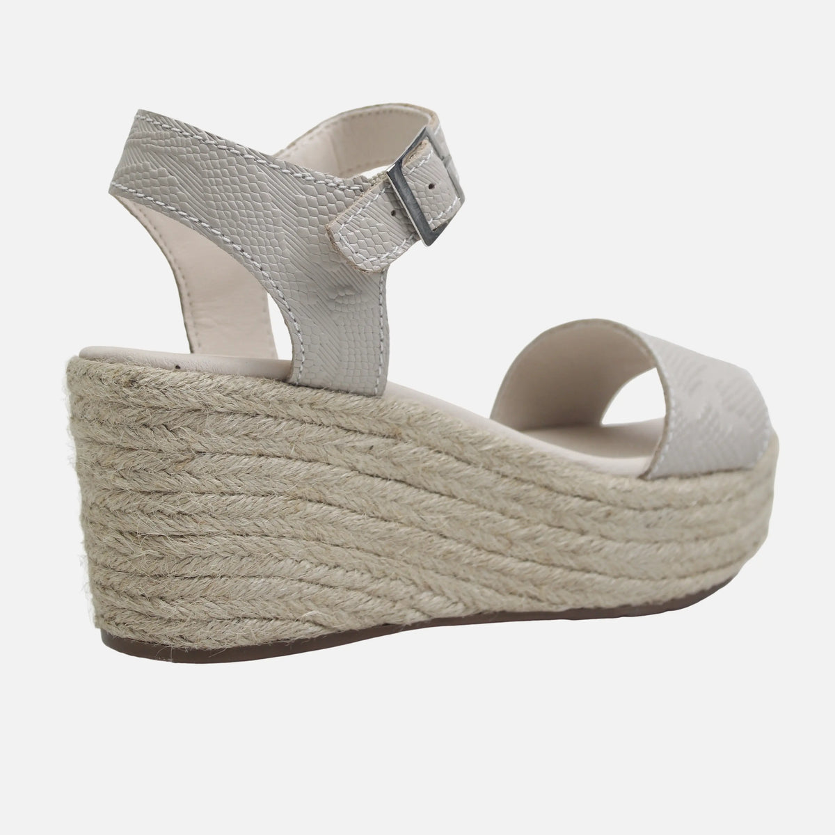 Sandalia plataforma perla de cuero para mujer - Hueso