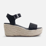 Sandalia plataforma perla de cuero para mujer - Negro