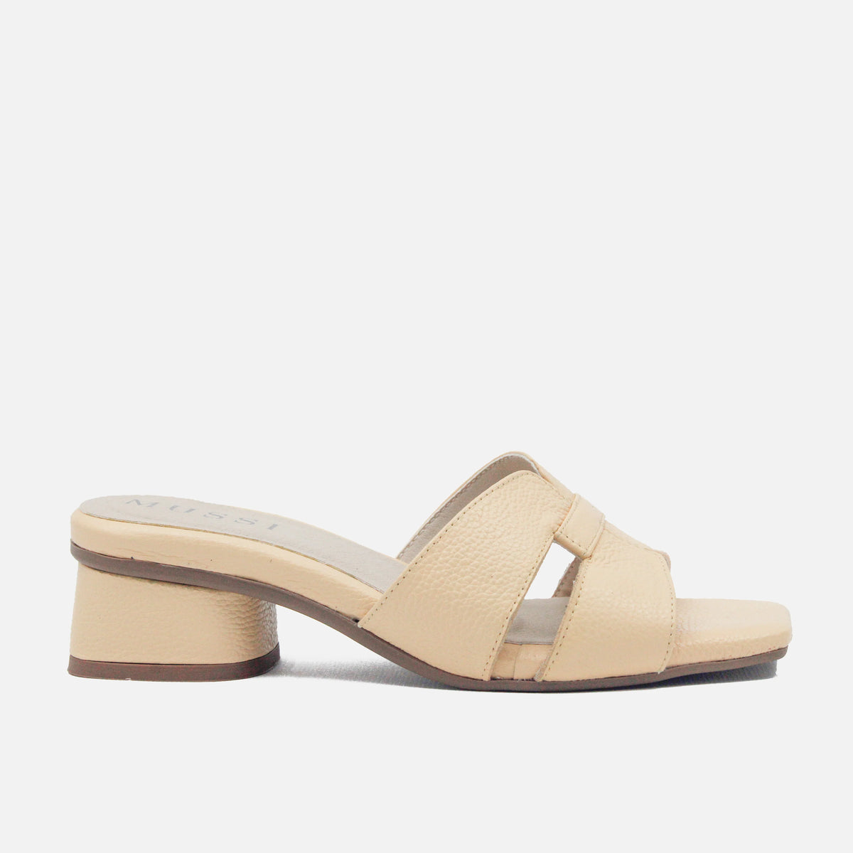 Sandalia tacon violeta de cuero para mujer - Amarillo