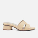 Sandalia tacon violeta de cuero para mujer - Amarillo