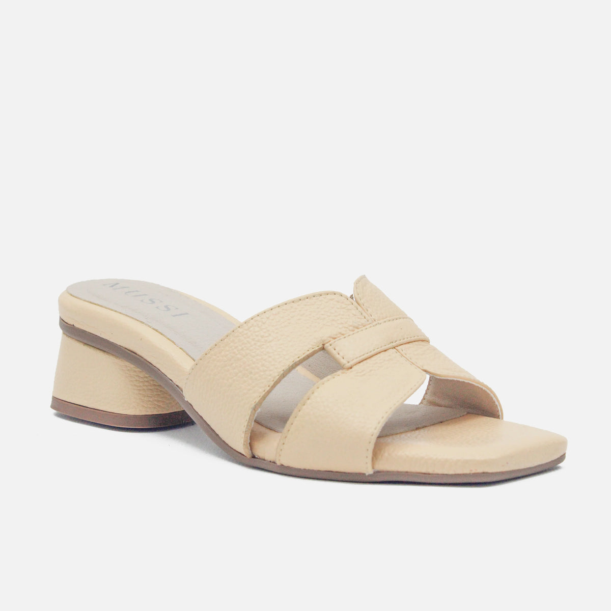 Sandalia tacon violeta de cuero para mujer - Amarillo