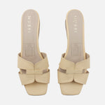 Sandalia tacon violeta de cuero para mujer - Amarillo