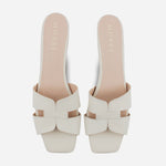 Sandalia tacon violeta  de cuero para mujer - Hueso