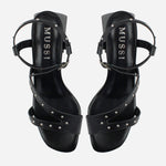 Sandalia tacon vanity de cuero para mujer - Negro