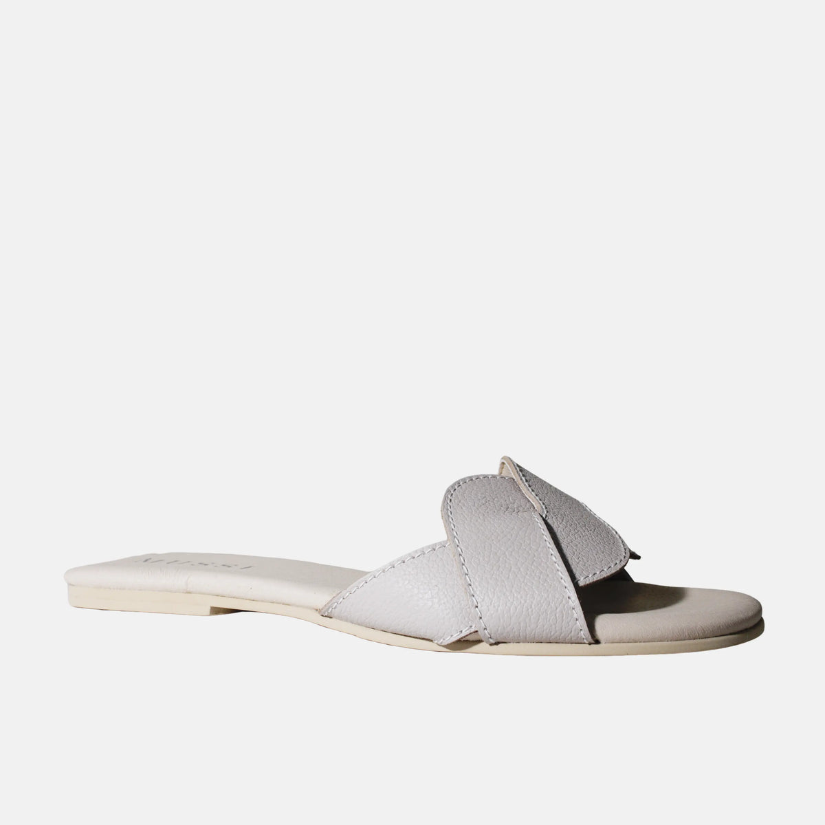 Sandalia plana sierra de cuero para mujer - Gris