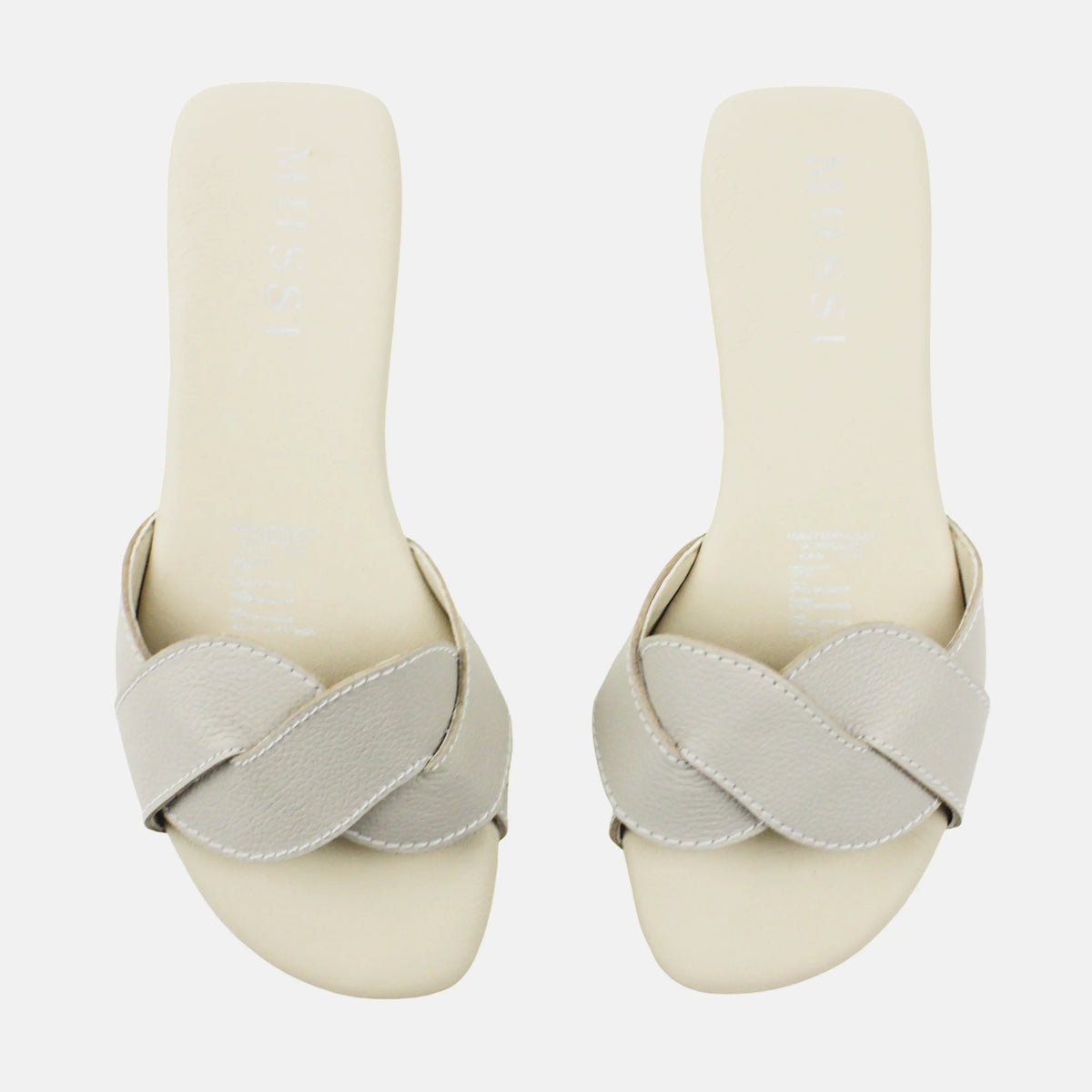 Sandalia plana sierra de cuero para mujer - Gris