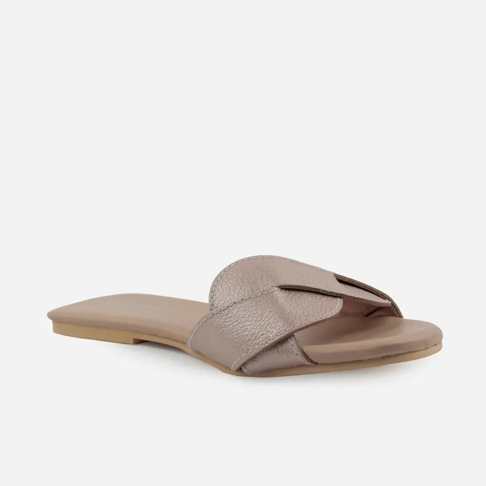 Sandalia plana sierra de cuero para mujer - Cobre