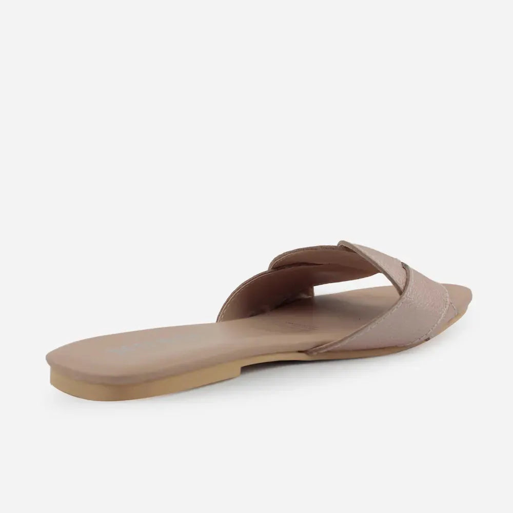 Sandalia plana sierra de cuero para mujer - Cobre