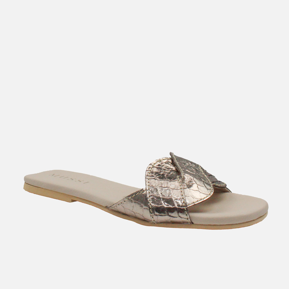 Sandalia plana sierra de cuero para mujer - Bronce