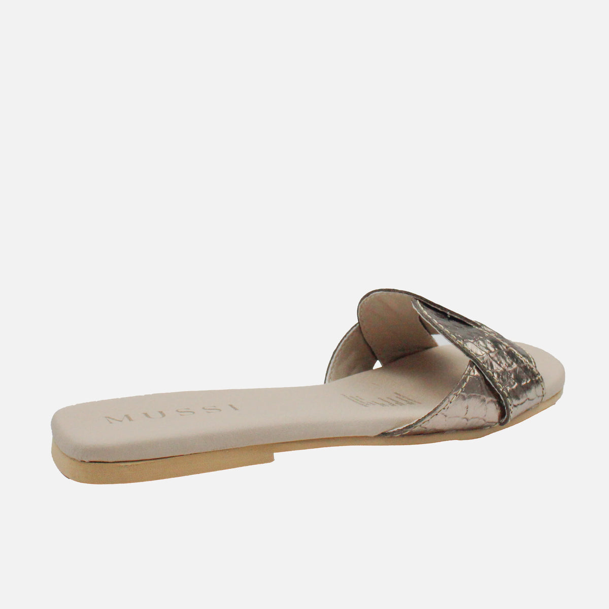 Sandalia plana sierra de cuero para mujer - Bronce