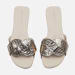 Sandalia plana sierra de cuero para mujer - Bronce