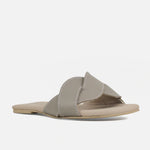 Sandalia plana sierra de cuero para mujer - Taupe