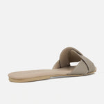 Sandalia plana sierra de cuero para mujer - Taupe