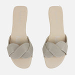 Sandalia plana sierra de cuero para mujer - Taupe