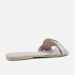 Sandalia plana sierra de cuero para mujer - Oro