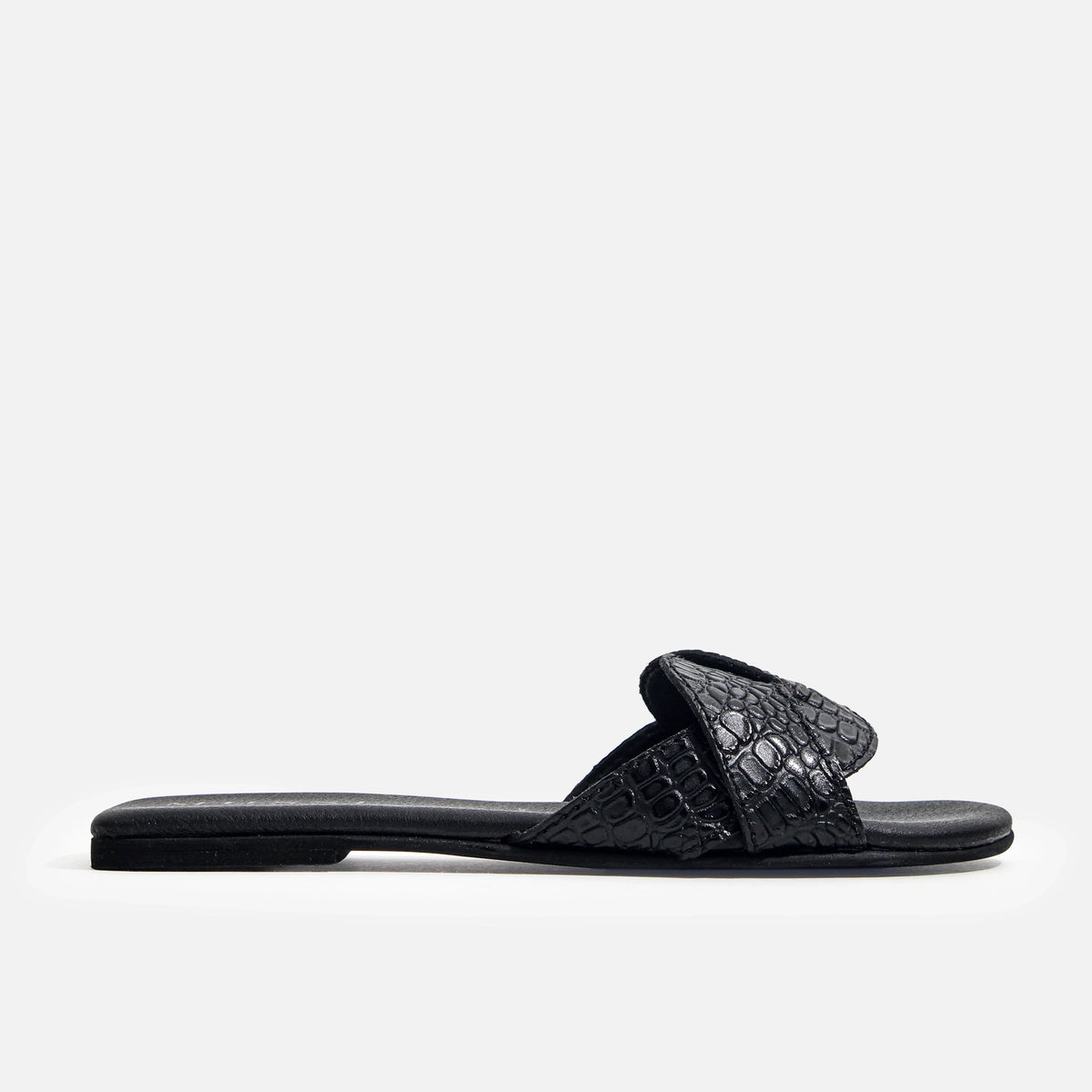 Sandalia plana sierra de cuero para mujer - Negro