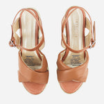 Sandalia plataforma leilani de cuero para mujer - Miel