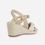 Sandalia plataforma leilani de cuero para mujer - Oro