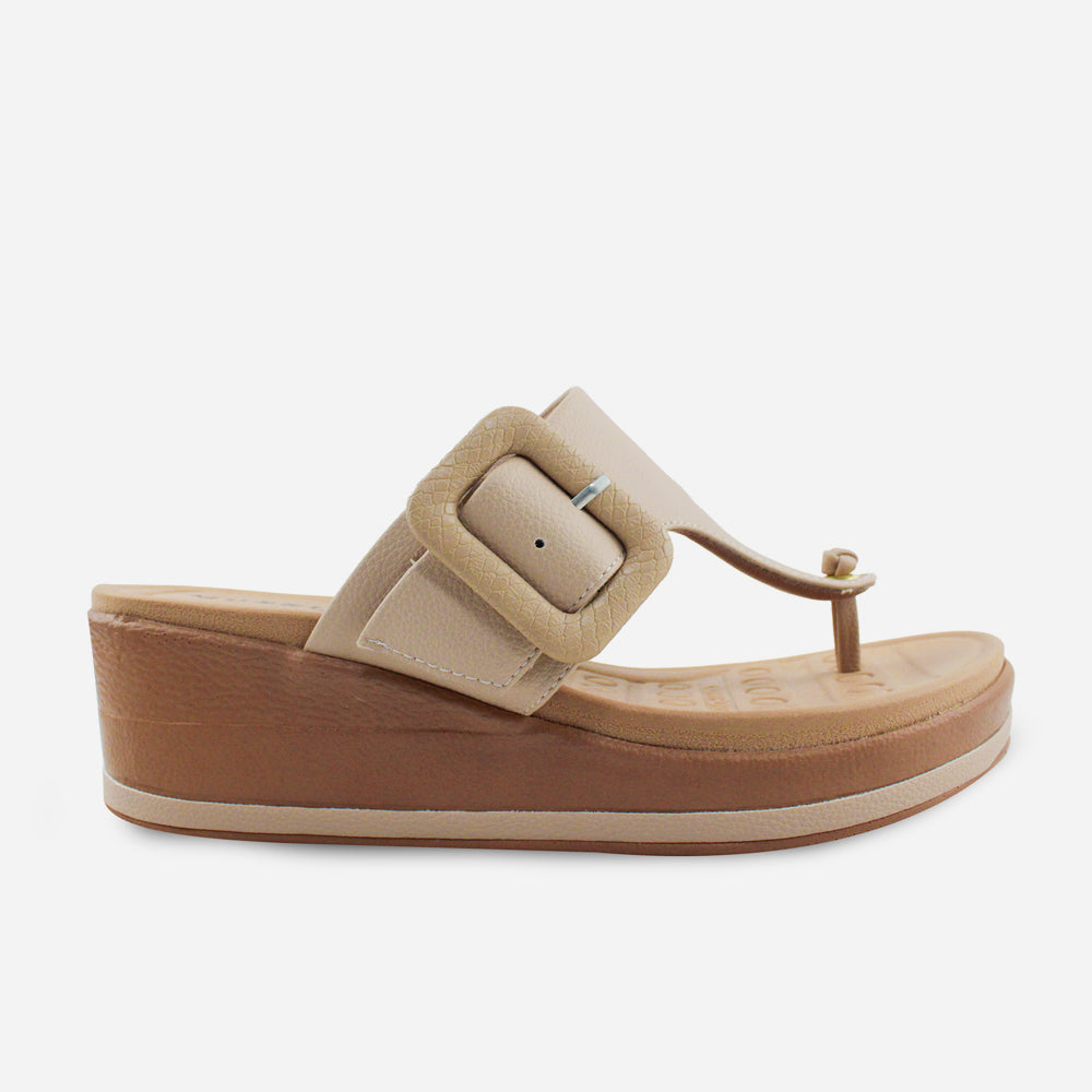 Sandalia flatform euria de sintético para mujer - Taupe