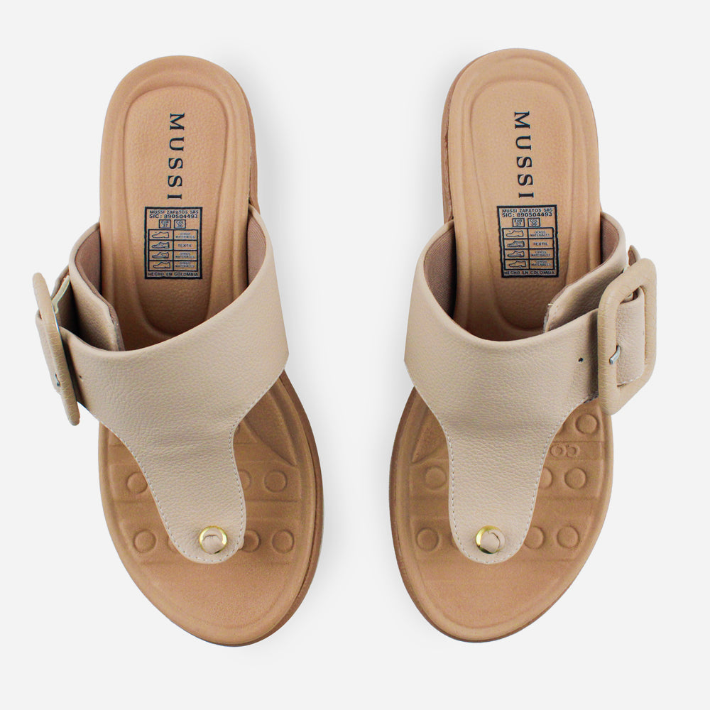 Sandalia flatform euria de sintético para mujer - Taupe