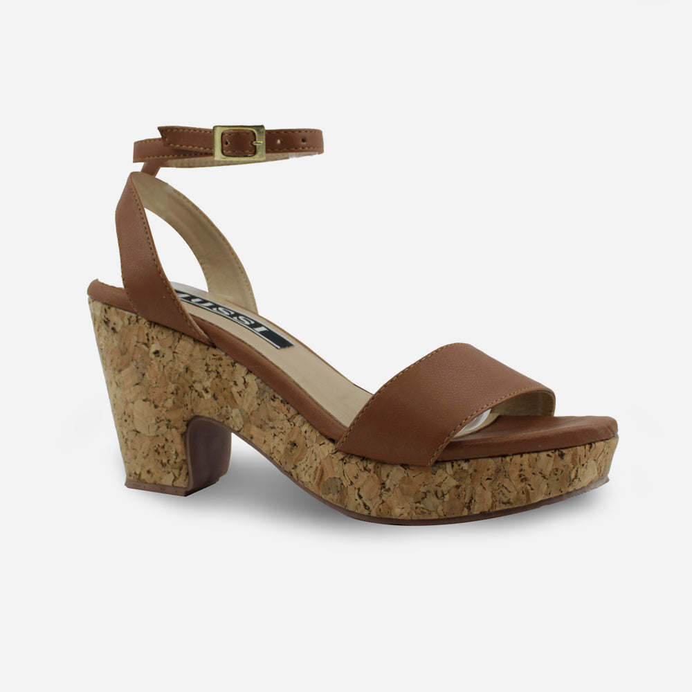 Sandalia plataforma amelia de sintético para mujer - Miel