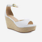 Sandalia plataforma lotus de cuero para mujer - Blanco