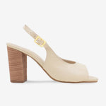 Sandalia tacon rosalba de cuero para mujer - Hueso