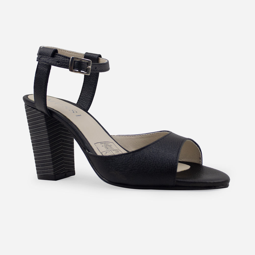 Sandalia tacon silver de cuero para mujer - Negro