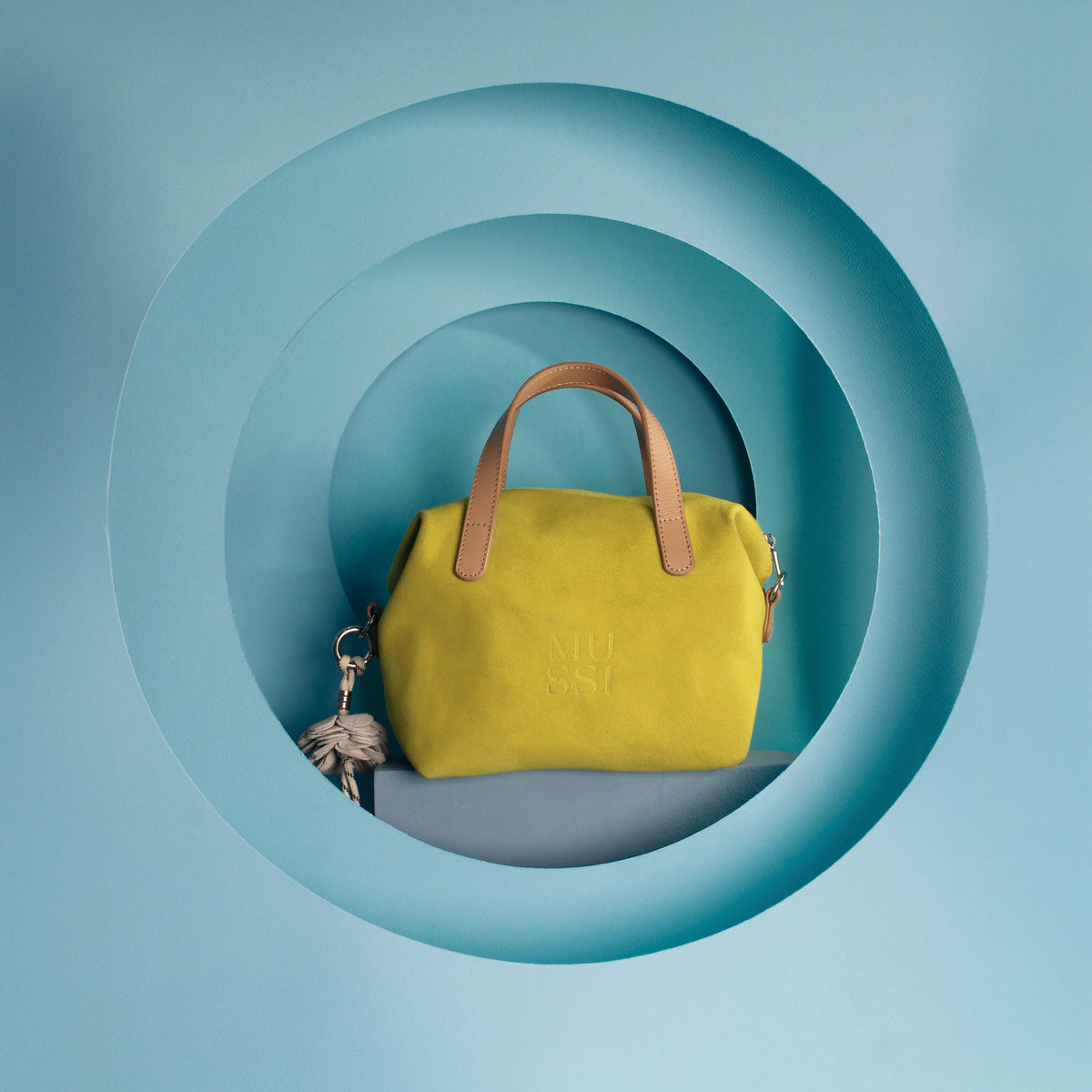 Bolso manos libres limon de cuero para mujer - Verde